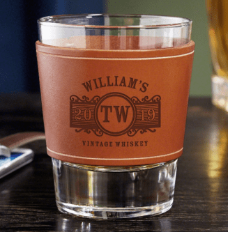 Engraved whiskey glass for him 3rd leather anniversary gift