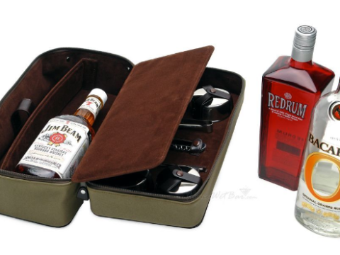 Leather personal travel bar set 3rd leather anniversary for him