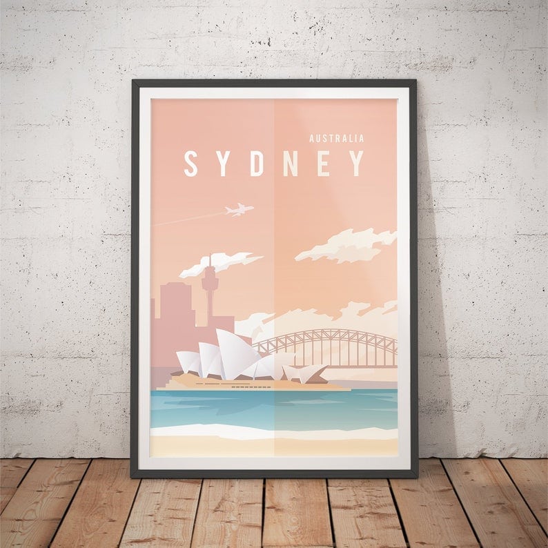 Sydney Australia vector simplistic travel poster gift idea