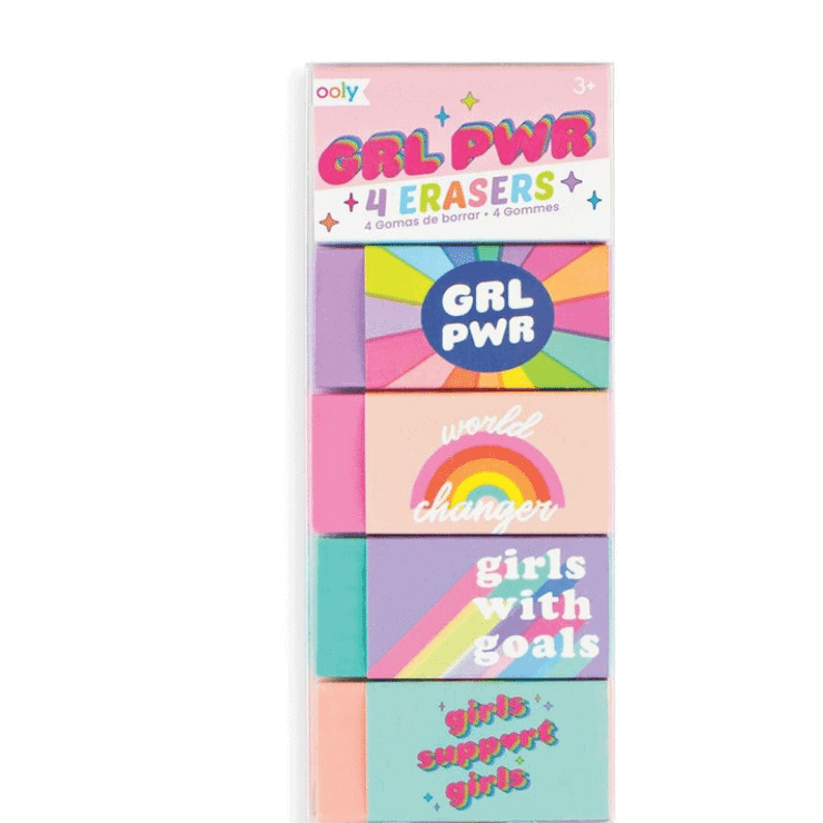 cute girl power erasers arts supplies christmas stocking stuffer for girls