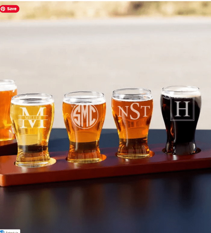 Personalized Beer Flight Set of glasses and tray