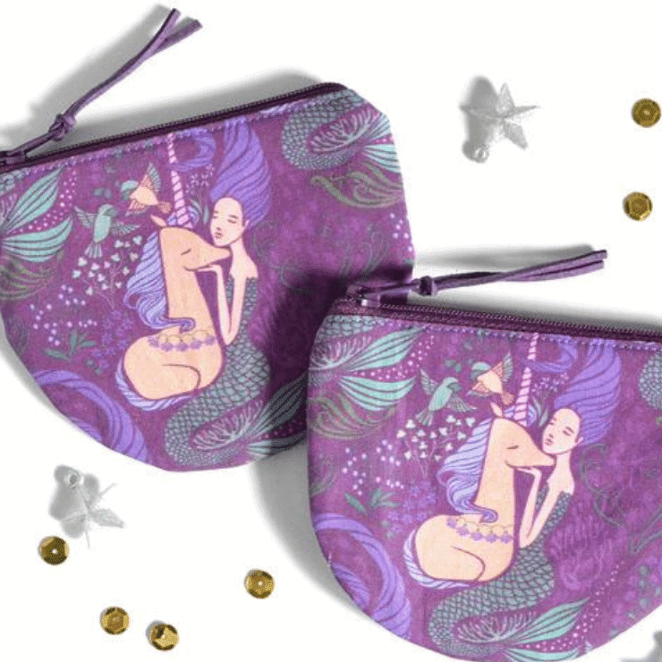 mermaid unicorn cute design zip up pouch gift idea stocking stuffer ideas for teenage girls