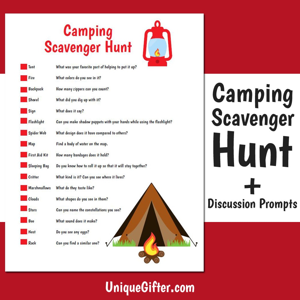 FREE Printable Easy Scavenger Hunt For Camping | Unique Gifter