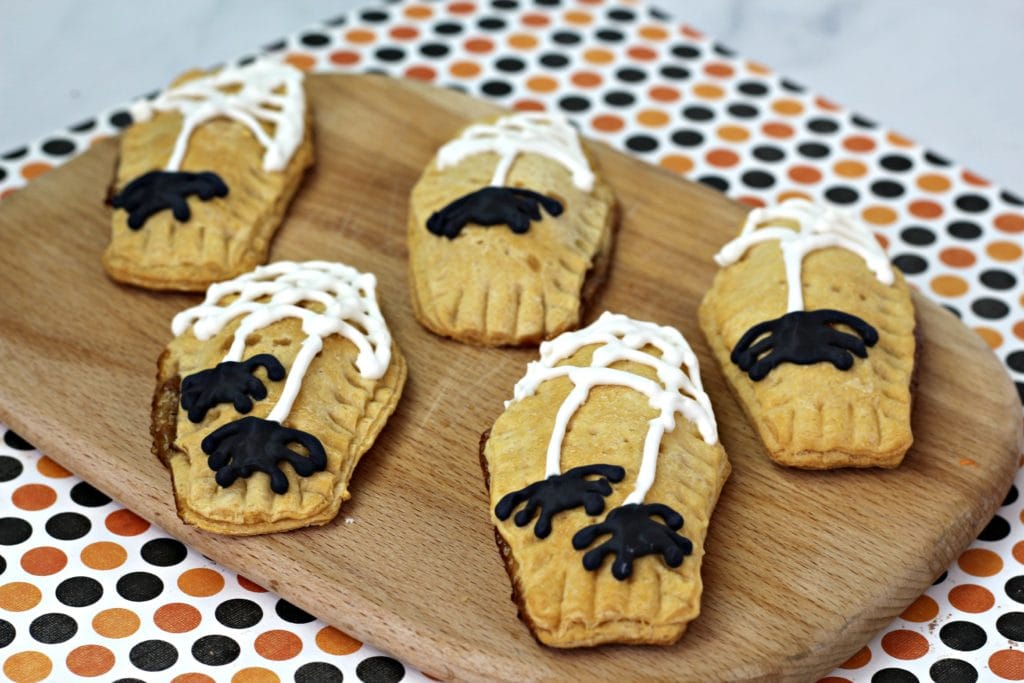 Finished Homemade Coffin Halloween Pop Tarts with icing