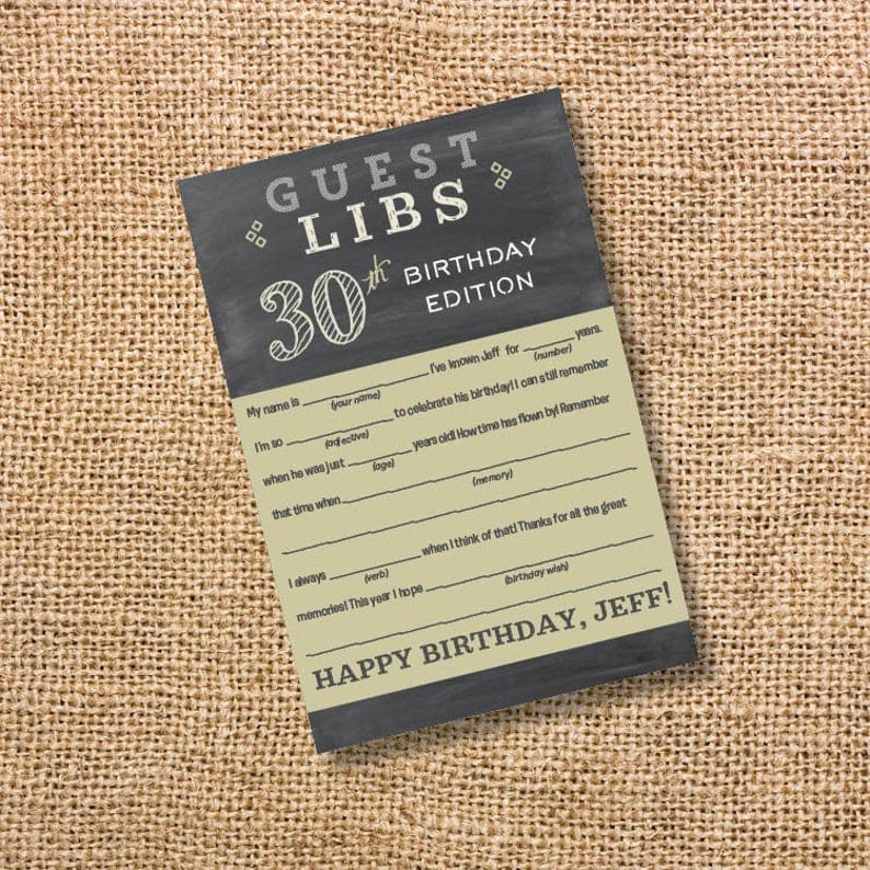 30th birthday edition mad libs for men
