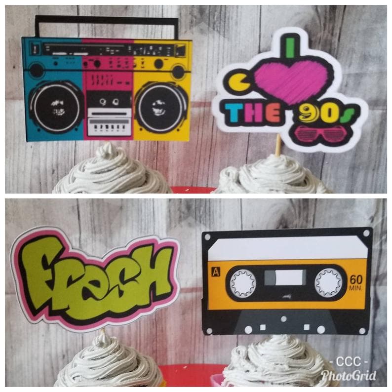 Retro 90s cupcake toppers