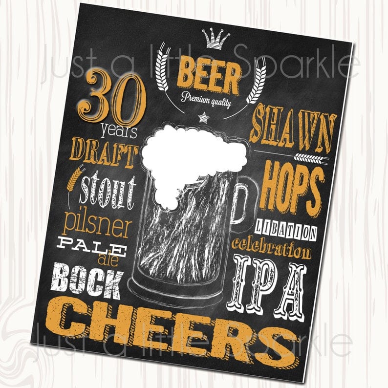 Beer themed 30th birthday party invitations