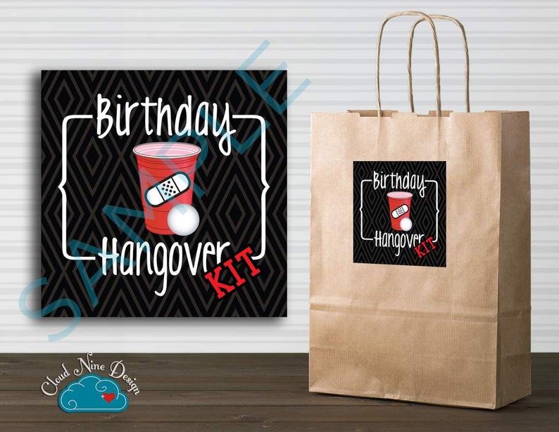 Hangover kits as party favors ideas for a mens' 30th birthday party