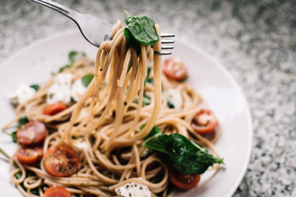 Pasta being served