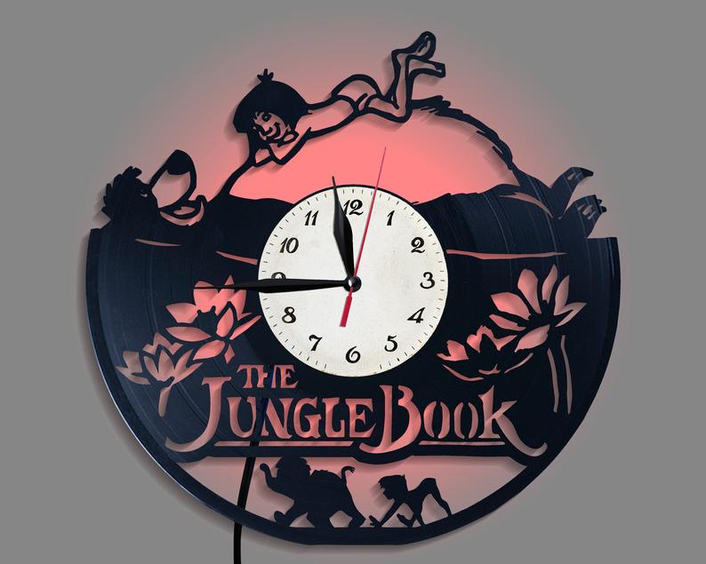 Backbit clock Jungle Book silhouette gift wall art decor 