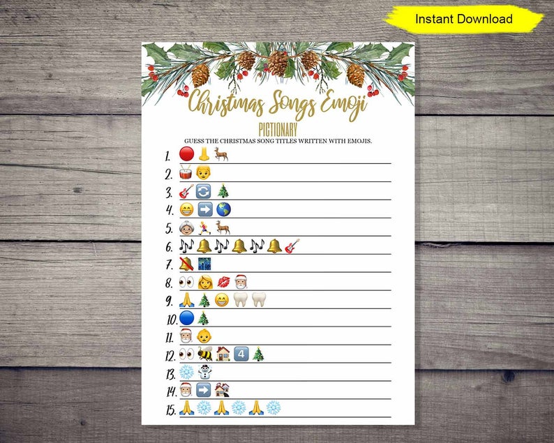 Christmas Songs Emoji Pictionary Game