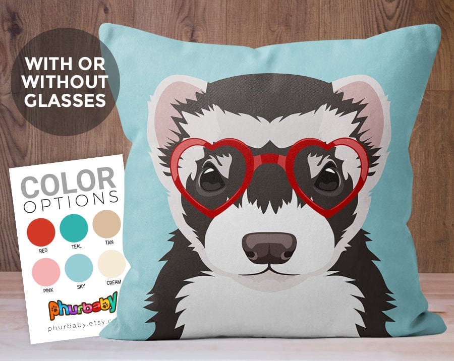 Ferret pillow character design gift for ferret lovers 