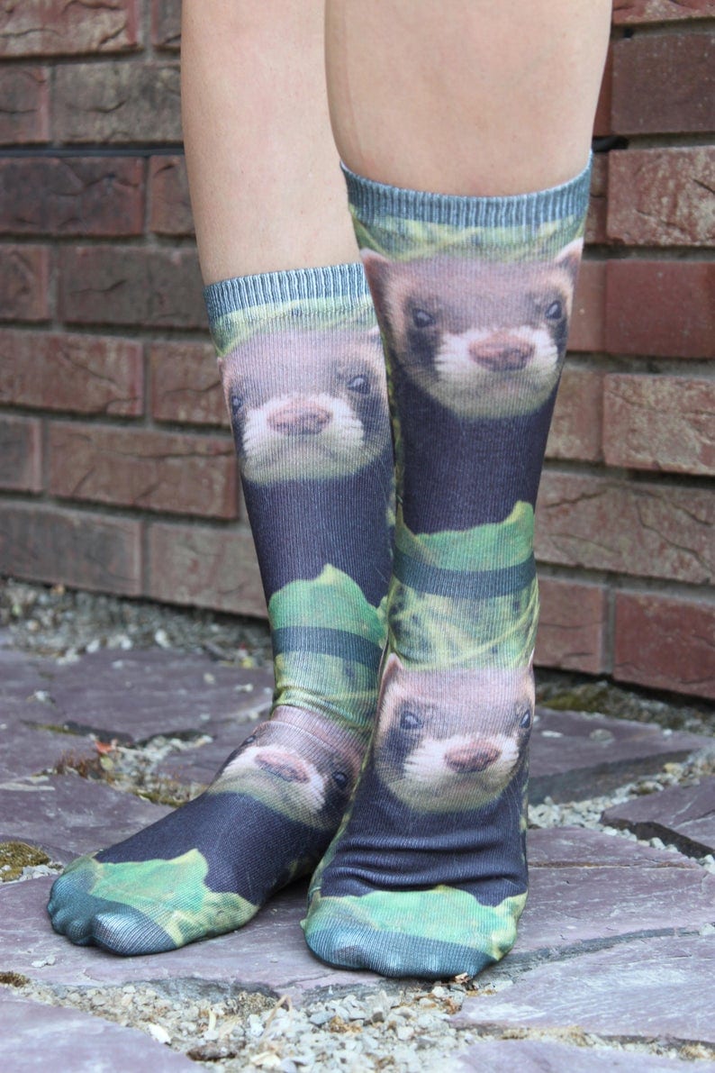 ferret image printed socks for ferret lover gift idea 