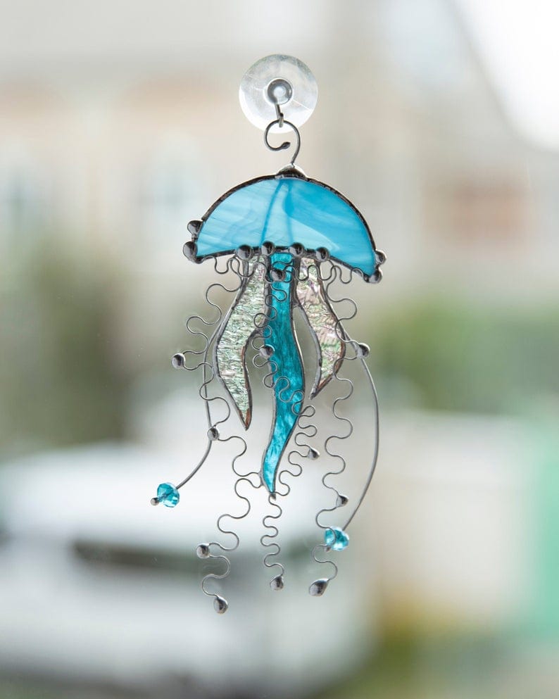Stained Glass Jellyfish Suncatcher