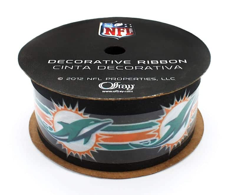 miami dolphins pattern gift wrap ribbon for fans 