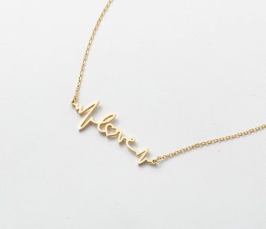 14K Gold Fill “Love” Heartbeat Necklace