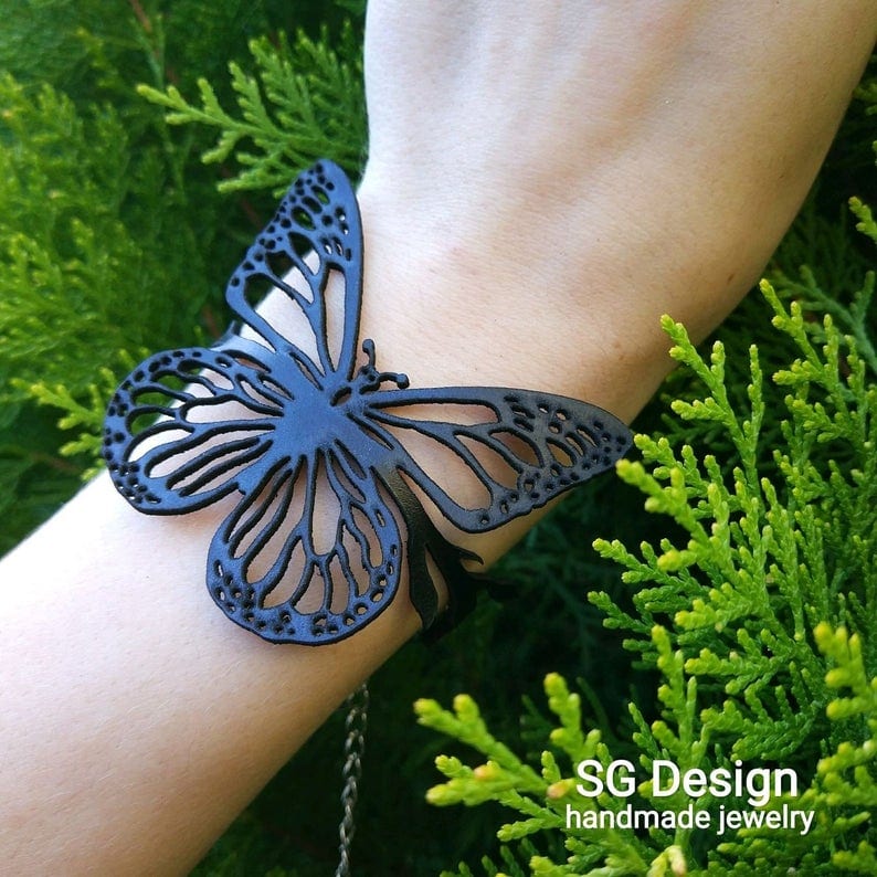 Customized butterfly bracelet 3rd leather anniversary gifts for her