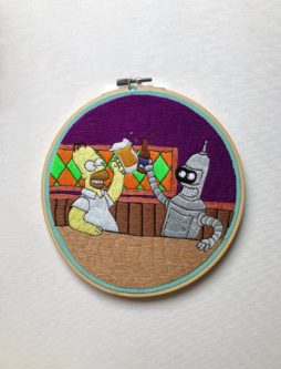 Futurama Simpsons Embroidery Art