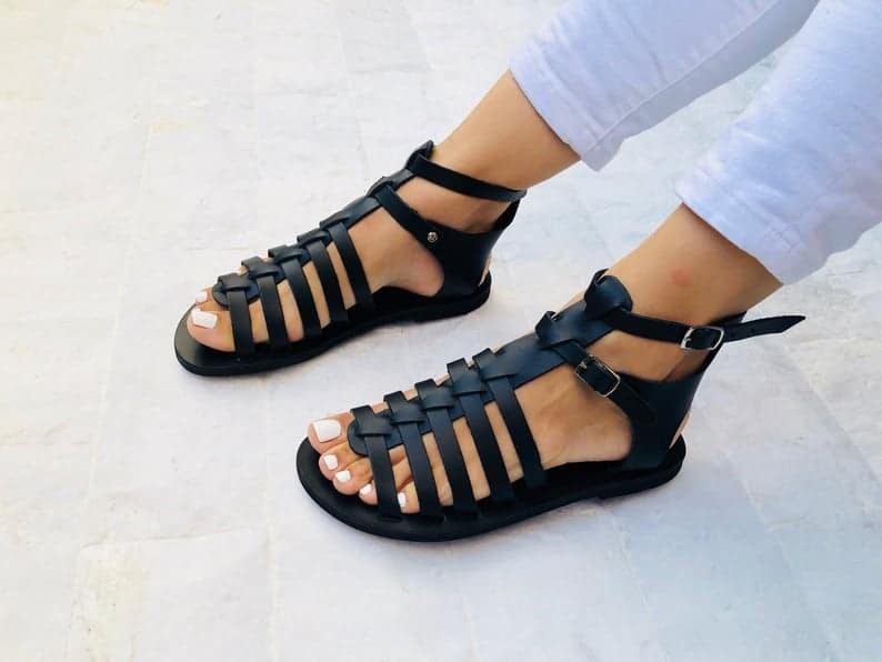 gladiator roman style leather sandals 