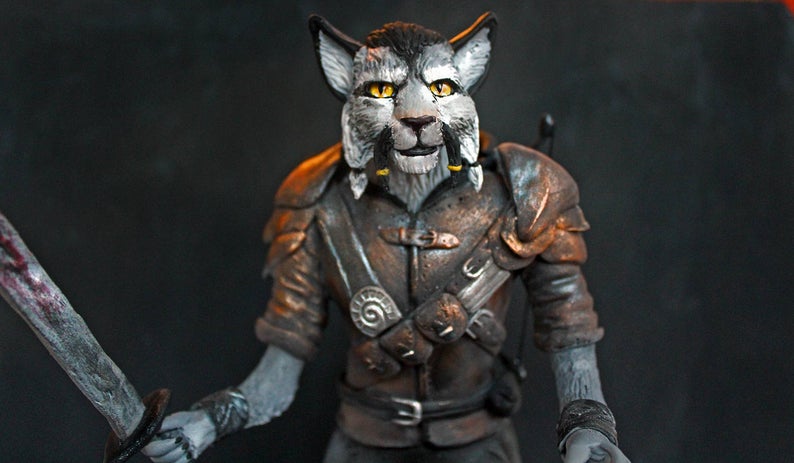 Kahjit warrior cat person statue form Skyrim 