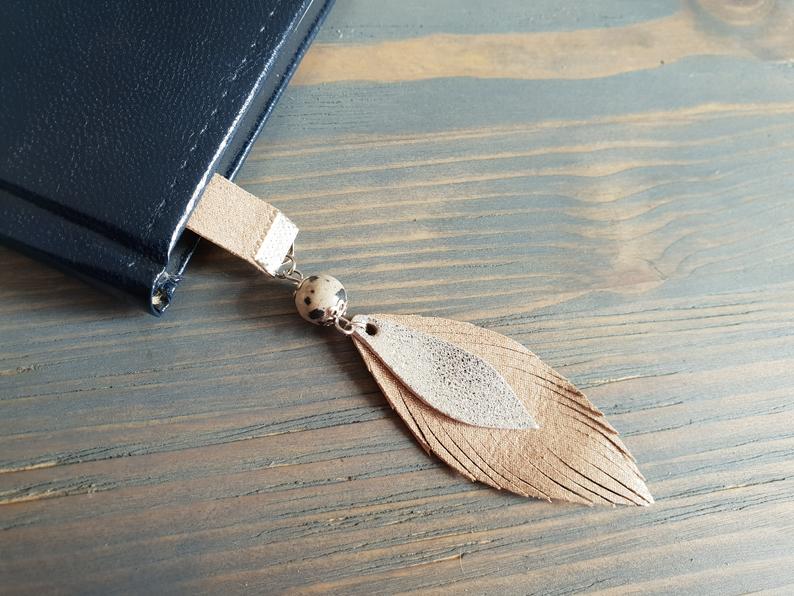 Ornate unique leather bookmark 