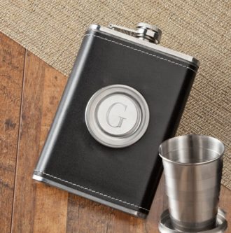 Leather Flask With Folding Shot Glass