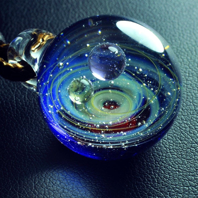 Planet and Stars in Glass Dome Pendant