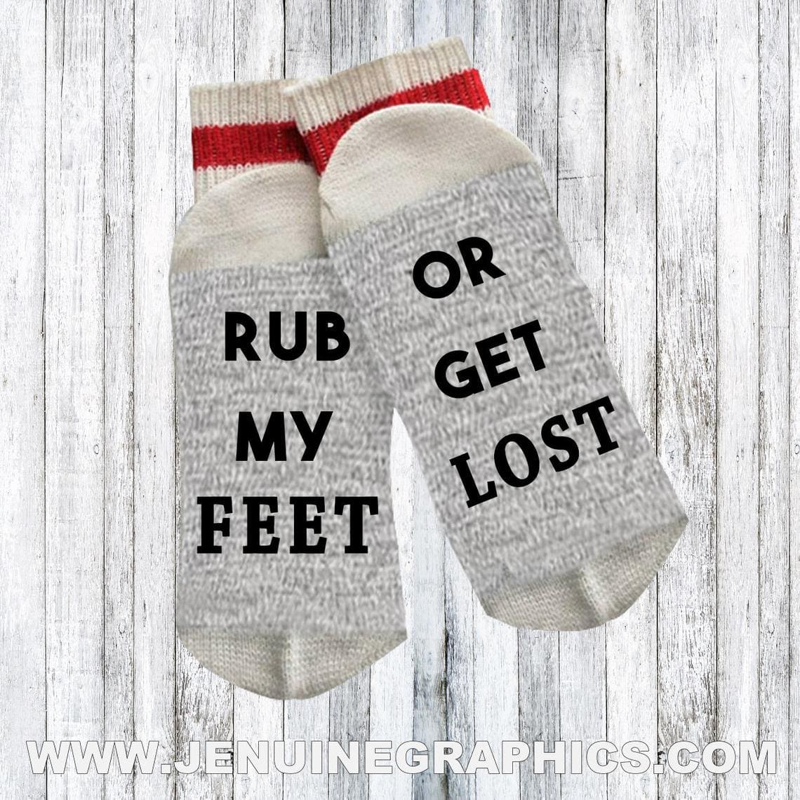 rub my feet or get lost women's sock gag gift 