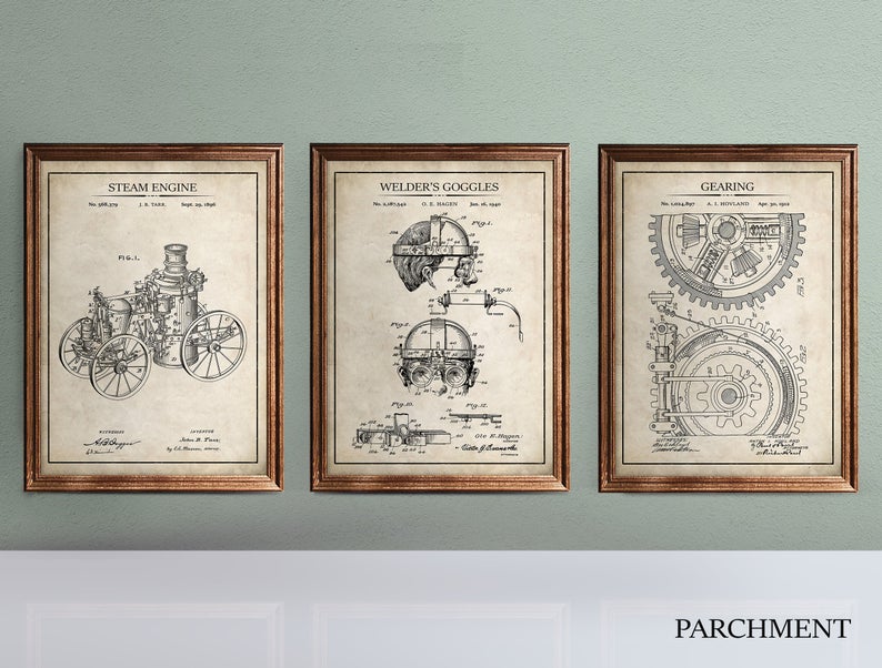 patent style steampunk design print decor gifts