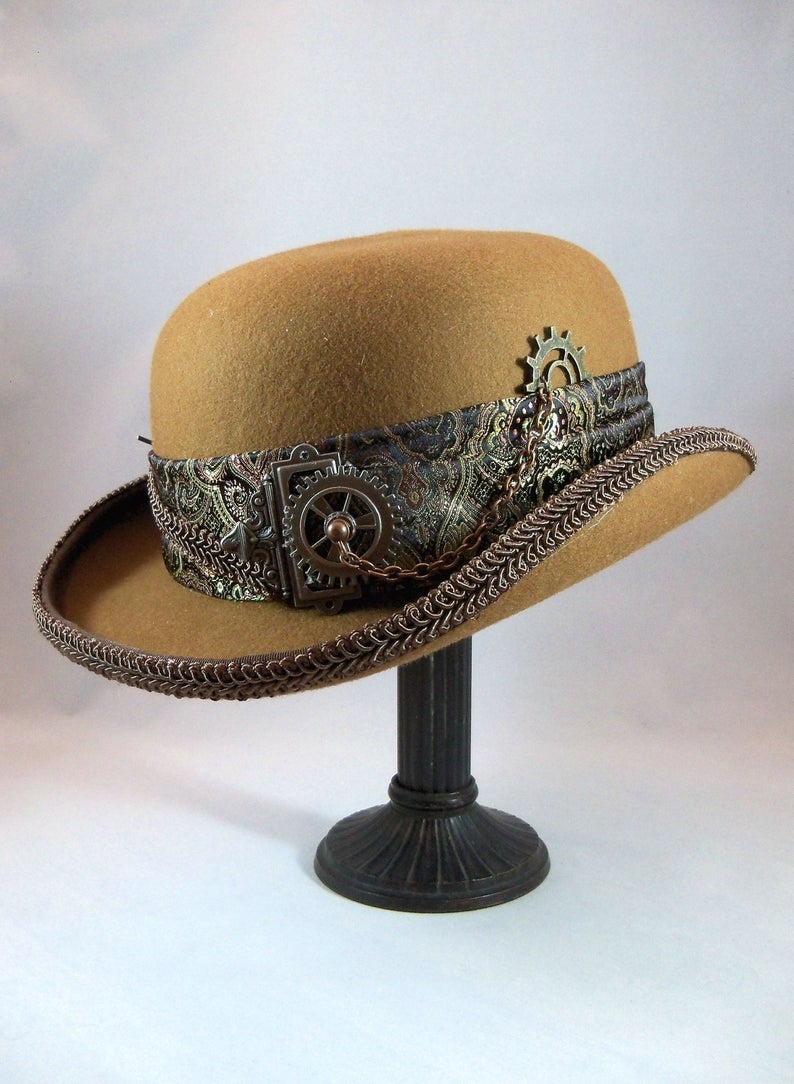 steampunk bowler hat cog design cosplay gift