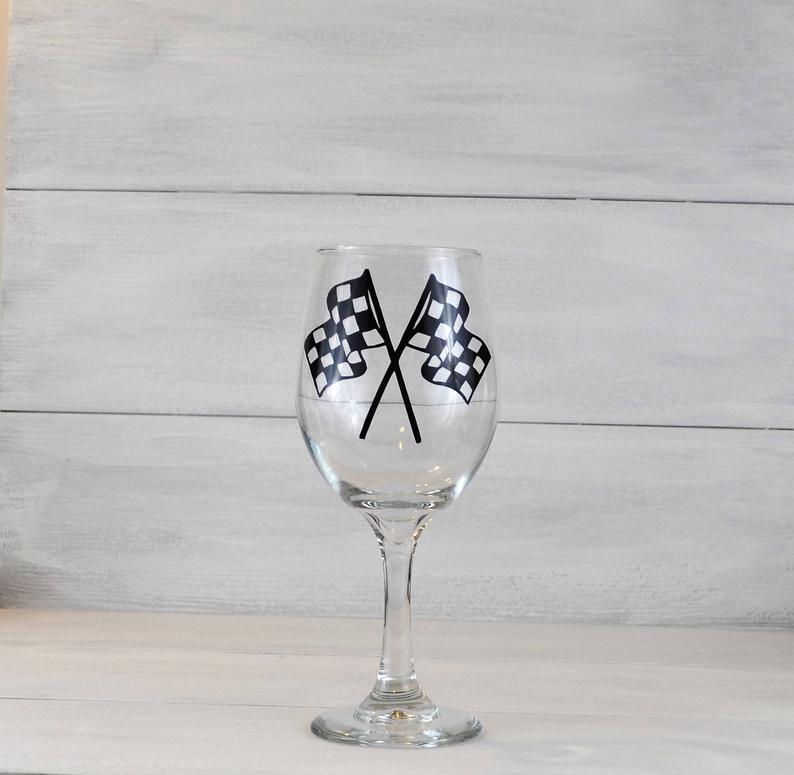 Wine Glass Checkered Flags