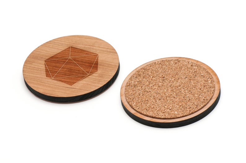 Two wooden D-20 Coasters