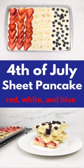 Fourth of July Red, White and Blue Sheet Pancake | Breakfast | Holiday Food | Independence Day Food | 4th of July Recipe | Patriotic Food | Creative Recipes | #food #recipe #patriotic #redwhiteblue #american #festive #uniquegifter