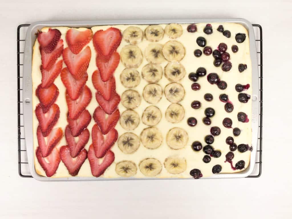 Ready to bake sheet pan pancakes for the 4th of July