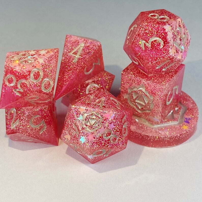 Set of resin dice for D&D tabletop players