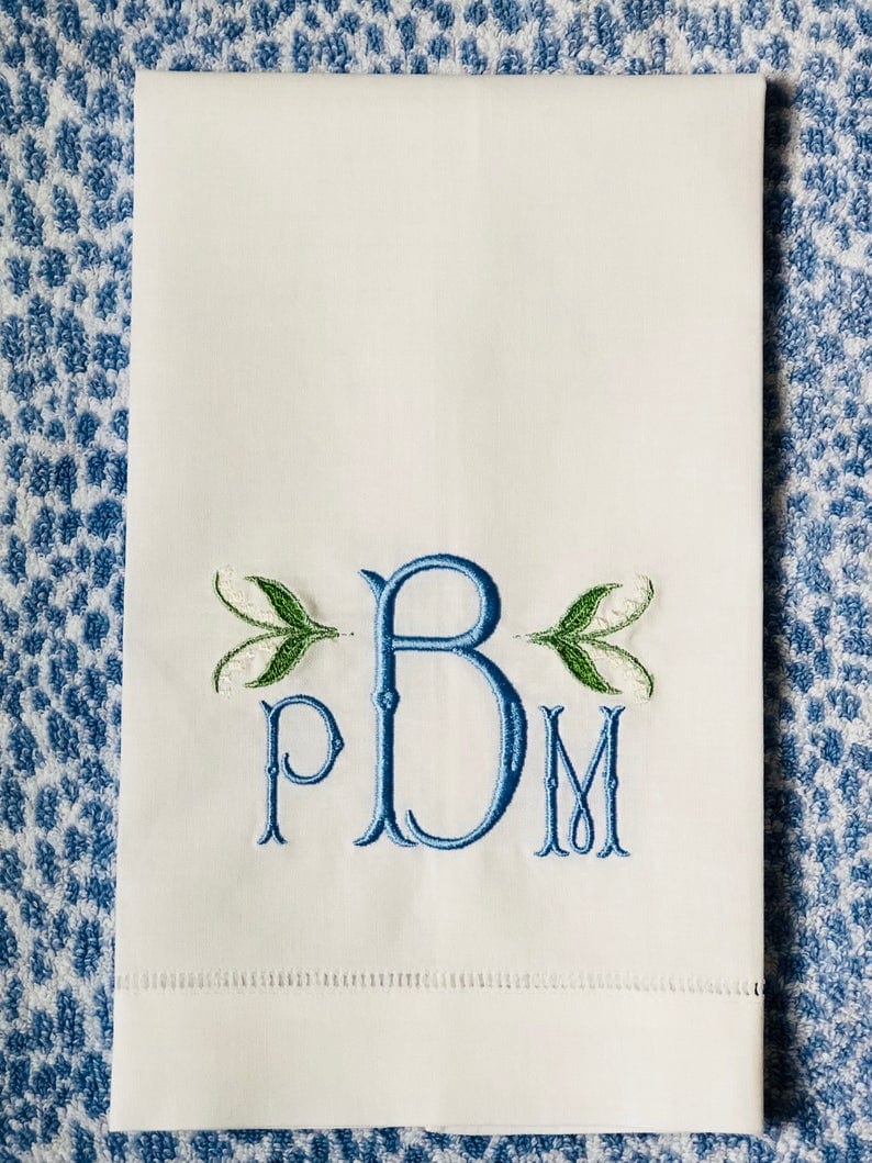 monogram may birth month flower towel gift idea