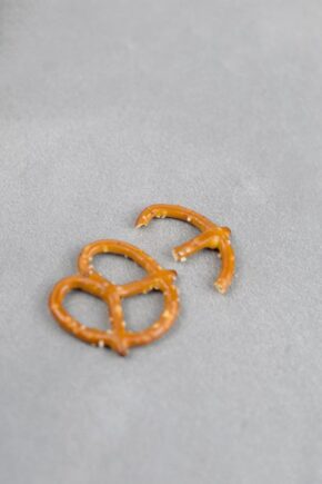 Pieces of pretzel for making Rudolf snacks 
