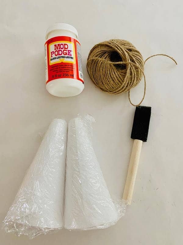 mod podge and twine for creating home made Christmas decorations