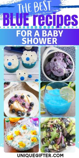 Blue Baby Shower Ideas | Blue Recipes | Blue Cocktails | Blue Desserts | Blue Themed Recipes | Boy Baby Shower Recipes | #bluerecipes #bluefood #bluebabyshower #babyshower #showerideas