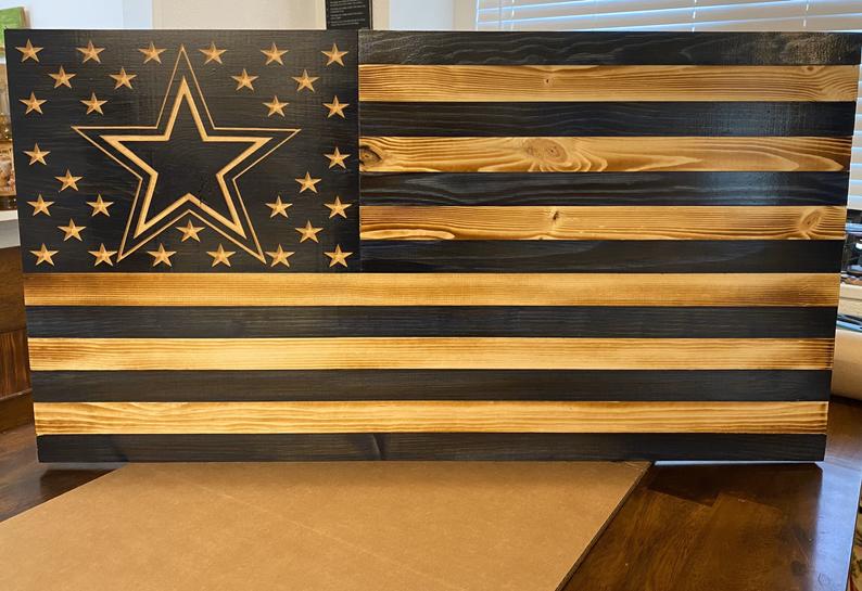 Rustic Dallas Cowboy wooden flag
