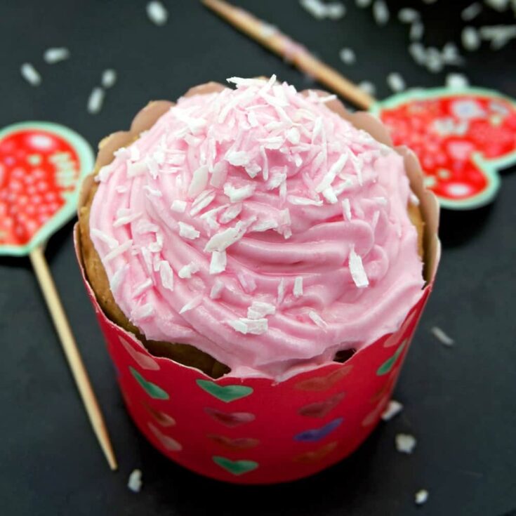 Image for Vegan Vanilla Cupcakes with Beet-Dyed Pink Coconut Cream Frosting (Gluten-Free & Paleo-friendly)