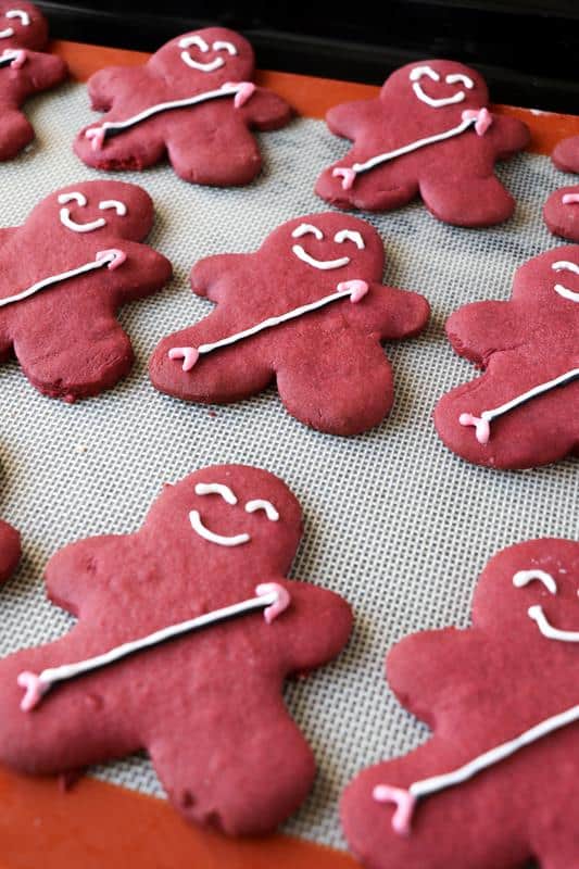faces and arrows decorated Valentine's cookies