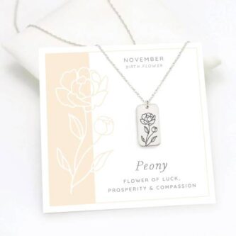Best Birth Month Flower Gift Ideas for November Peony necklace 