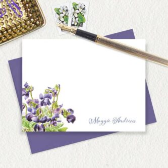 violet personalized note cards