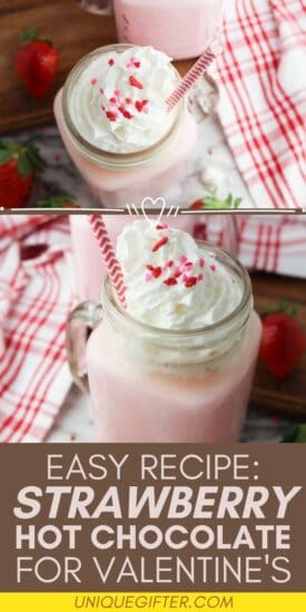 slow cooker strawberry hot chocolate | Slow Cooker Drink Recipes | Strawberry Hot Chocolate | White Chocolate Drink | Valentine's Day Drinks #SlowCookerRecipe #HotChocolateRecipe #StrawberryHotChocolate #ValentinesDayRecipe #ValentineDay