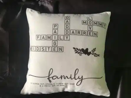 crossword puzzle customized names pillow 