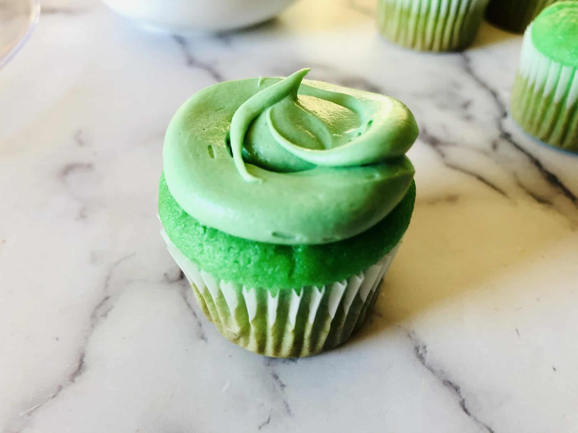 Green icing St Patrick's day cupcake