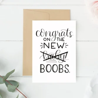 Feminist Baby Shower Cards congrats on the new boobs card