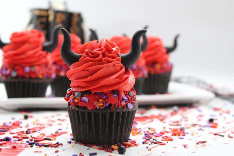 devil's horn cupcake recipe fondant devil horns sprinkles