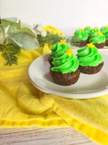 Christmas tree shaped brownie bites with yellow star